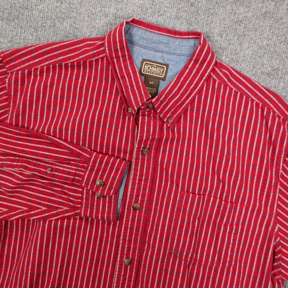 CE Schmidt Button Down Shirt Mens XLT Red Striped Workwear Long Sleeve Gorpcore